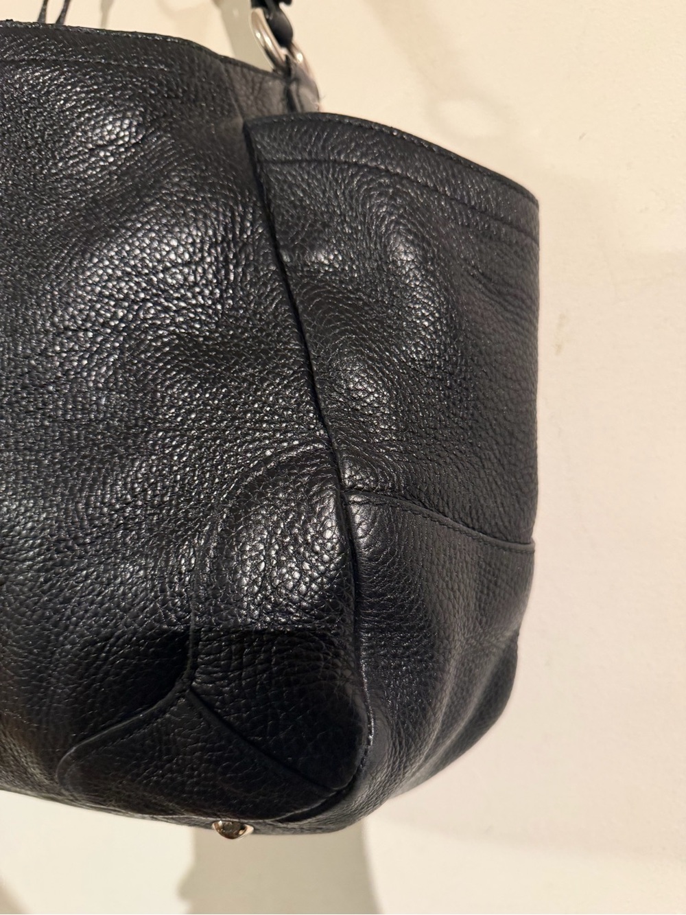 PRADA Black Pebbled Leather Shoulder Bag with Silver Hardware - Picture 11 of 15